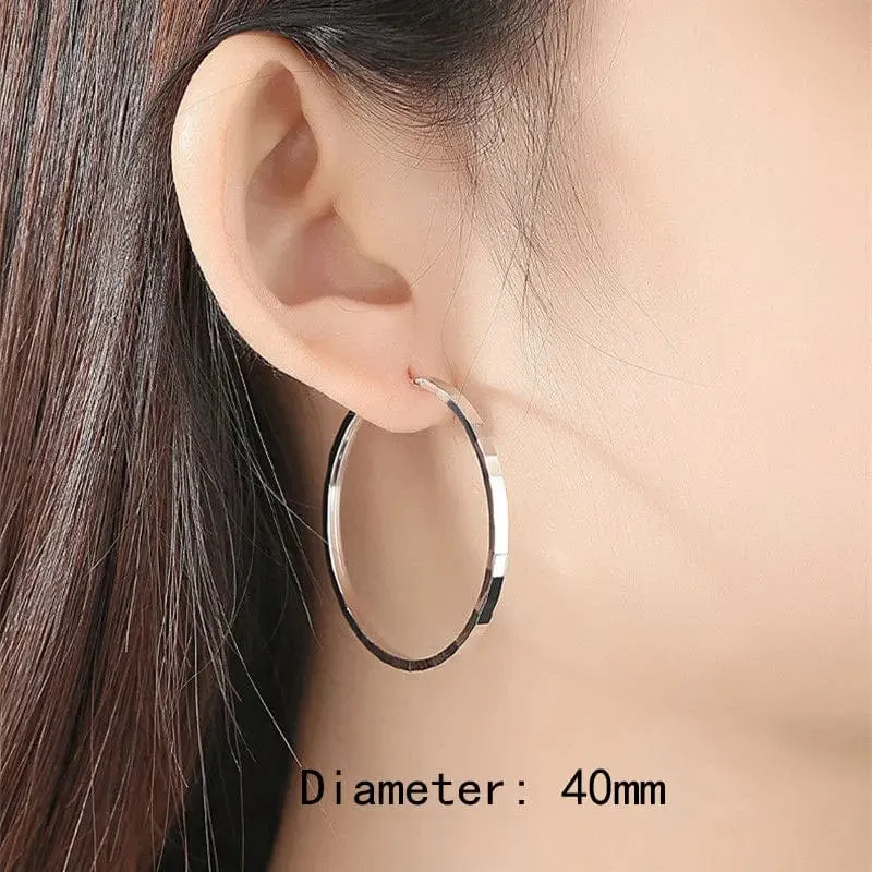 Senlissi-Neue Mode 18K vergoldet Creolen für Frauen 925 Sterling Silber 2.0 mm Mode Ohrring Cерьги Kольца 3/4/5/6 cm