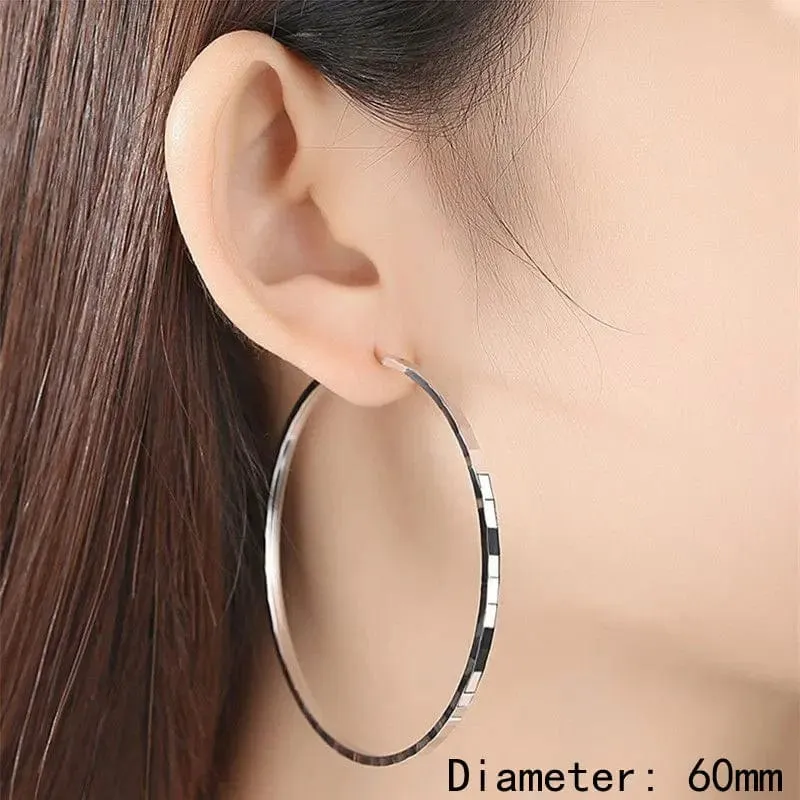 Senlissi-Neue Mode 18K vergoldet Creolen für Frauen 925 Sterling Silber 2.0 mm Mode Ohrring Cерьги Kольца 3/4/5/6 cm