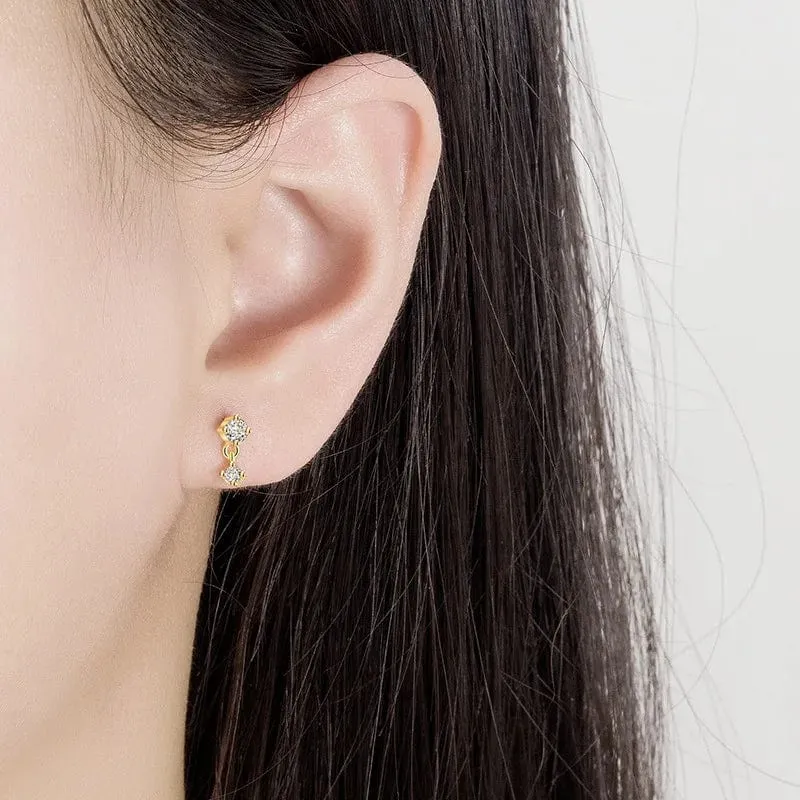 Aide 1 stück 925 Sterling Silber Mini Zirkon Dicke Flache Schraube Zurück Drop Ohrringe Für Frauen K Gold Piercing Stud Ohrringe schmuck