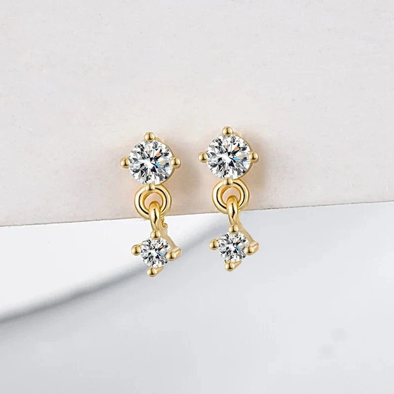 Aide 1 stück 925 Sterling Silber Mini Zirkon Dicke Flache Schraube Zurück Drop Ohrringe Für Frauen K Gold Piercing Stud Ohrringe schmuck