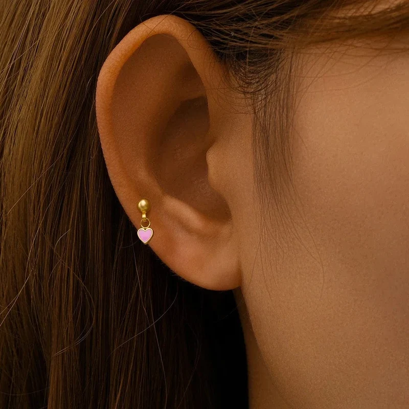 Aide 1 stück 925 Sterling Silber Mini Zirkon Dicke Flache Schraube Zurück Drop Ohrringe Für Frauen K Gold Piercing Stud Ohrringe schmuck