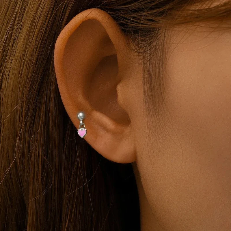 Aide 1 stück 925 Sterling Silber Mini Zirkon Dicke Flache Schraube Zurück Drop Ohrringe Für Frauen K Gold Piercing Stud Ohrringe schmuck