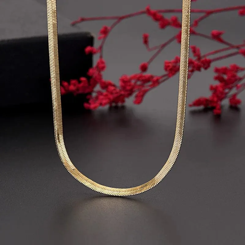Neu in Gold 18 Karat 18/20/22/24 Zoll 4MM Klinge Herren Damen Kette Halskette Luxus Designer Schmuck GaaBou Schmuck