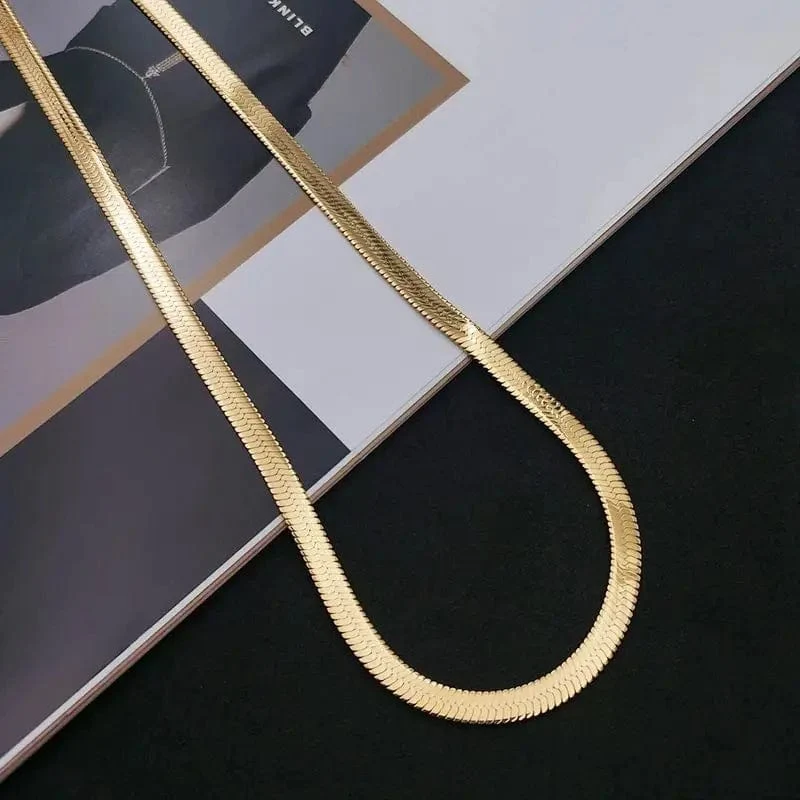 Neu in Gold 18 Karat 18/20/22/24 Zoll 4MM Klinge Herren Damen Kette Halskette Luxus Designer Schmuck GaaBou Schmuck