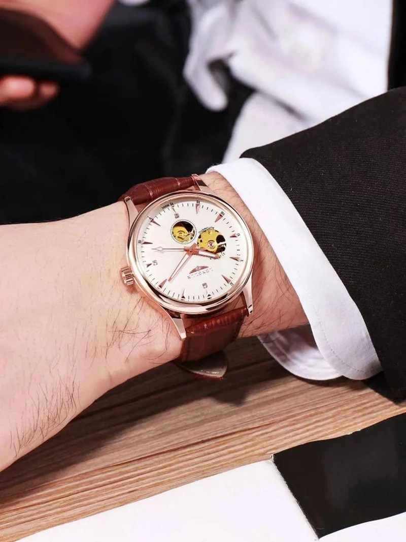 Mann uhr automatische bewegung eleganten stil großhandel automatische uhr für männer rom skelett artikel LONGLUXmechanische armbanduhren