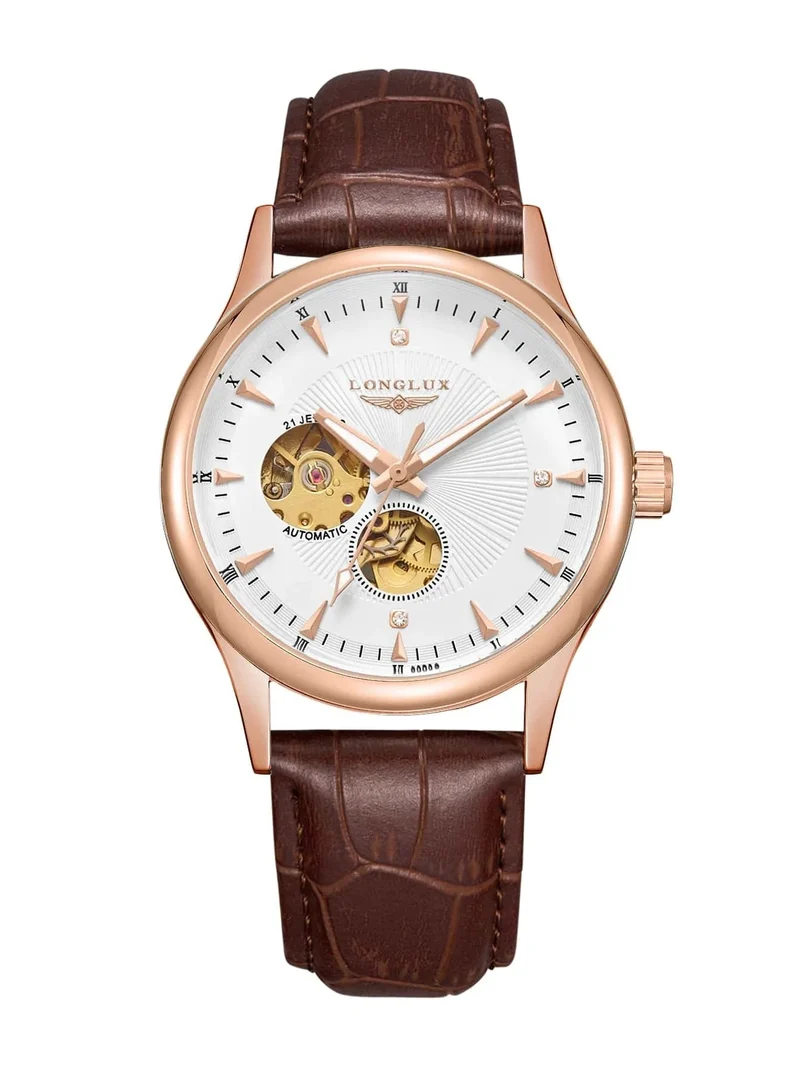 Mann uhr automatische bewegung eleganten stil großhandel automatische uhr für männer rom skelett artikel LONGLUXmechanische armbanduhren
