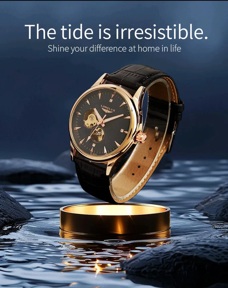 Mann uhr automatische bewegung eleganten stil großhandel automatische uhr für männer rom skelett artikel LONGLUXmechanische armbanduhren