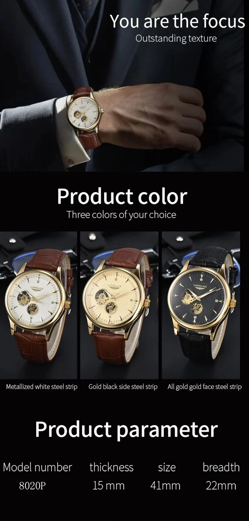 Mann uhr automatische bewegung eleganten stil großhandel automatische uhr für männer rom skelett artikel LONGLUXmechanische armbanduhren