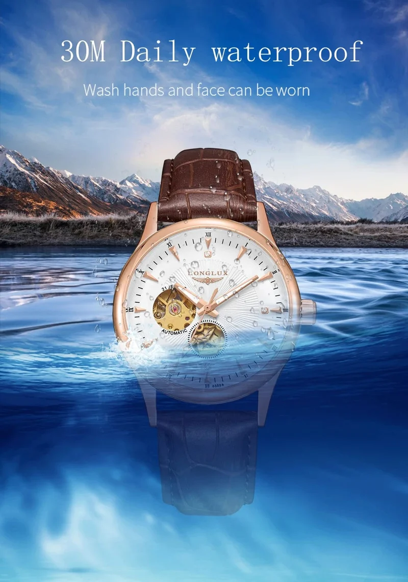 Mann uhr automatische bewegung eleganten stil großhandel automatische uhr für männer rom skelett artikel LONGLUXmechanische armbanduhren