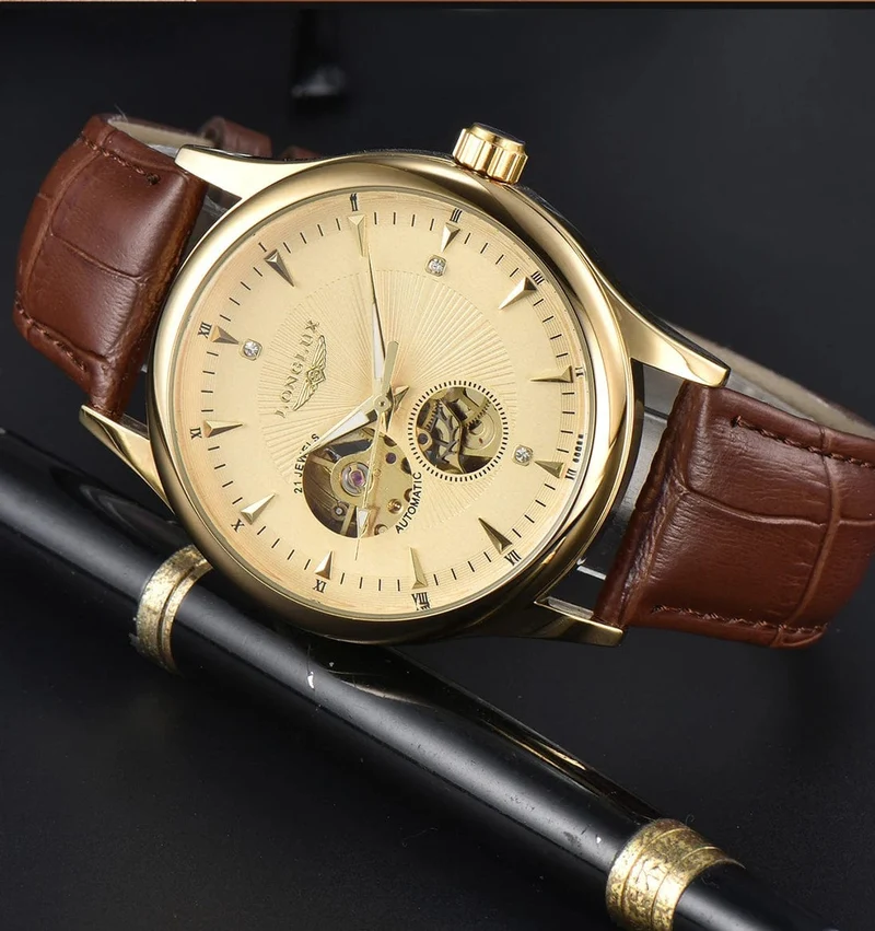 Mann uhr automatische bewegung eleganten stil großhandel automatische uhr für männer rom skelett artikel LONGLUXmechanische armbanduhren