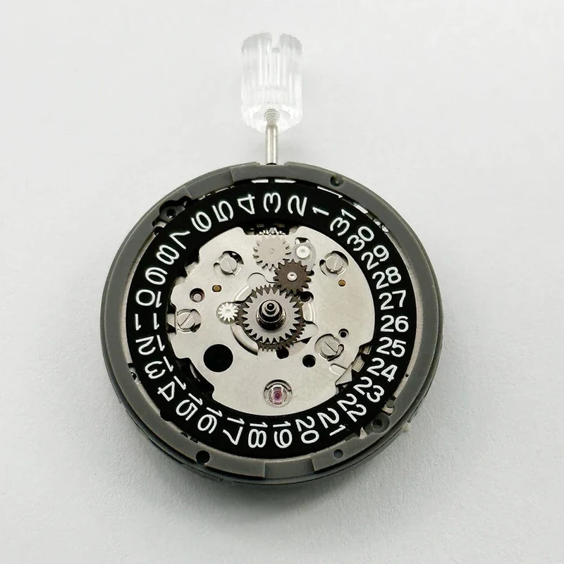 GMT NH34 Automatisches mechanisches Uhrwerk, schwarzes 3H-Datumsrad, hohe Genauigkeit, 24 Steine, NH34A 4R34, 24-Stunden-Zeiger, GMT-Funktion