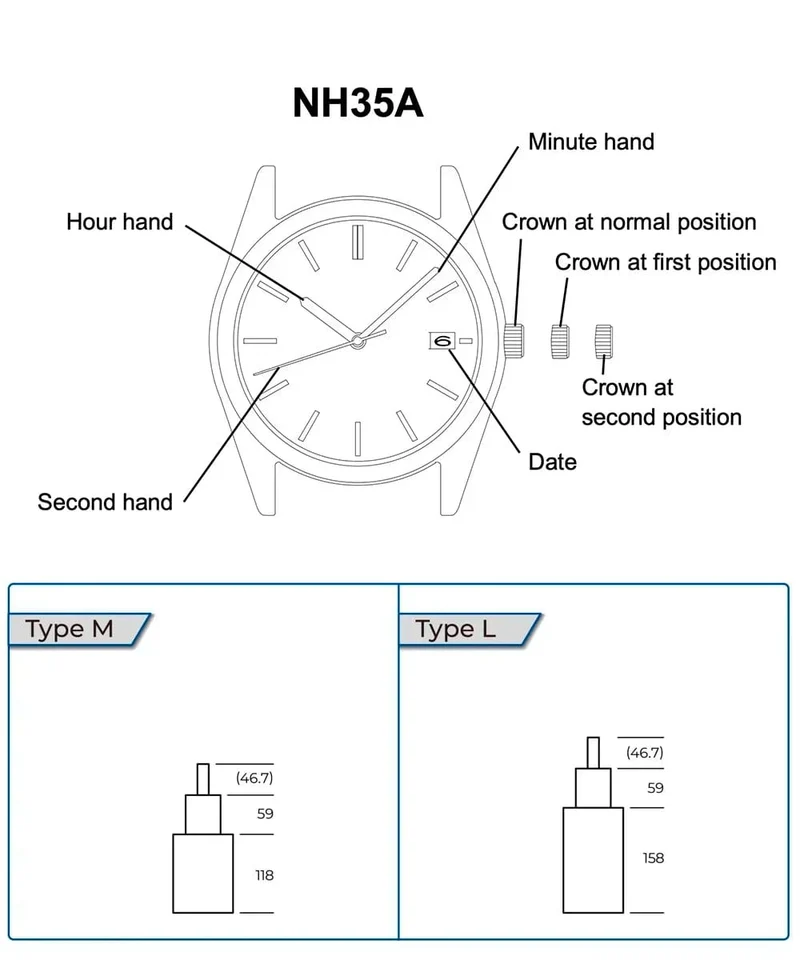 Japan NH35 Uhrwerk Automatik Mechanisch Hohe Genauigkeit Japona TMI NH35A-3 Uhr Kalendermechanismus Handgelenk Tag Datum Set
