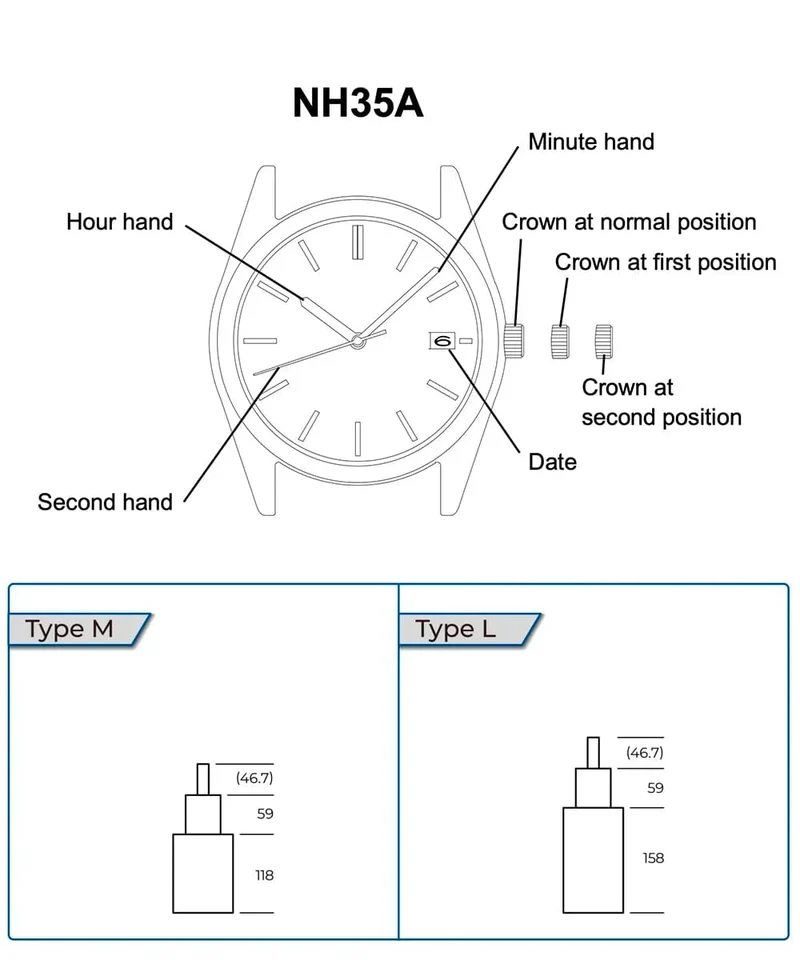 Japan NH35 Uhrwerk Automatik Mechanisch Hohe Genauigkeit Japona TMI NH35A-3 Uhr Kalendermechanismus Handgelenk Tag Datum Set