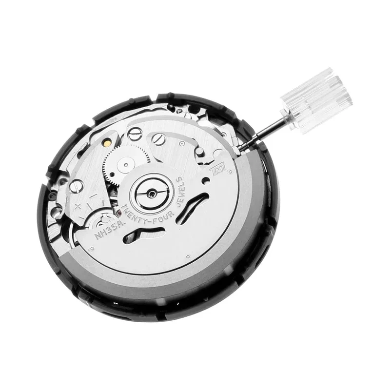 Neu NH35 24 Schmuck Hohe Genauigkeit Mechanische Automatische Bewegung Schwarz Tag Datum 3 uhr Krone 3.8'clock Krone