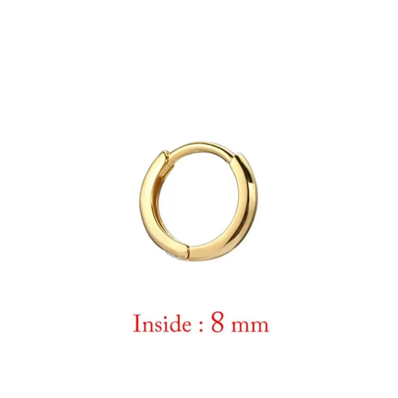 Einzelne minimale, goldfarbene, winzige Knorpel-Creolen, glänzende Ohrringe, Piercing-Accessoire, trendige kleine Huggie-Creolen für Frauen für Männer