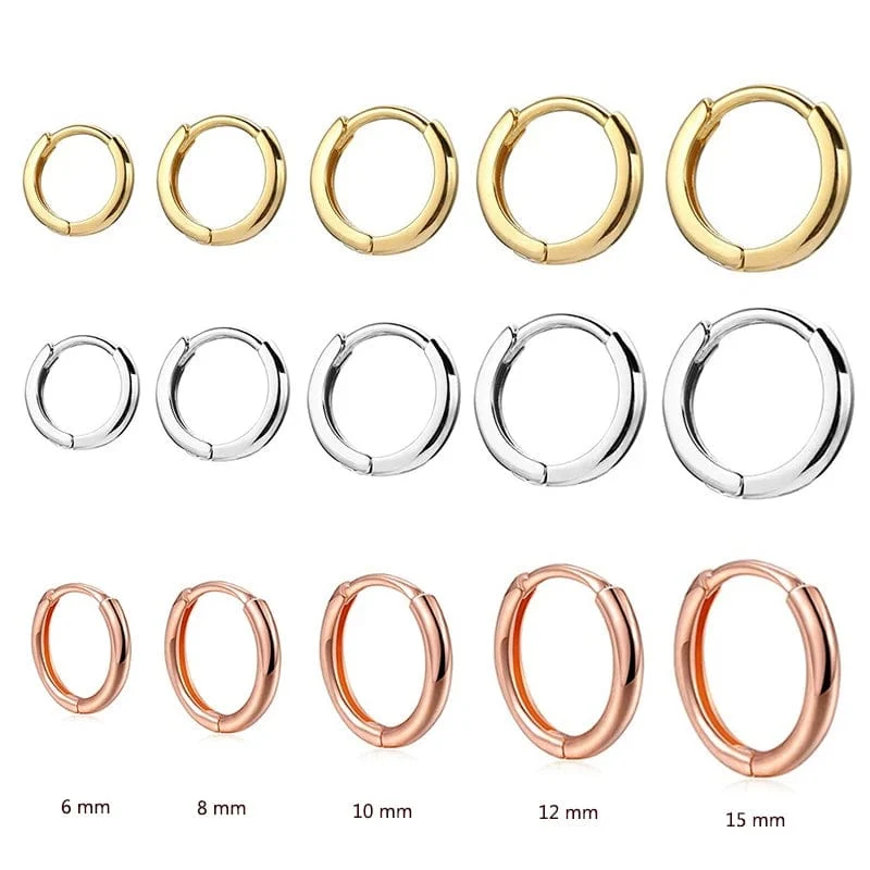 Einzelne minimale, goldfarbene, winzige Knorpel-Creolen, glänzende Ohrringe, Piercing-Accessoire, trendige kleine Huggie-Creolen für Frauen für Männer