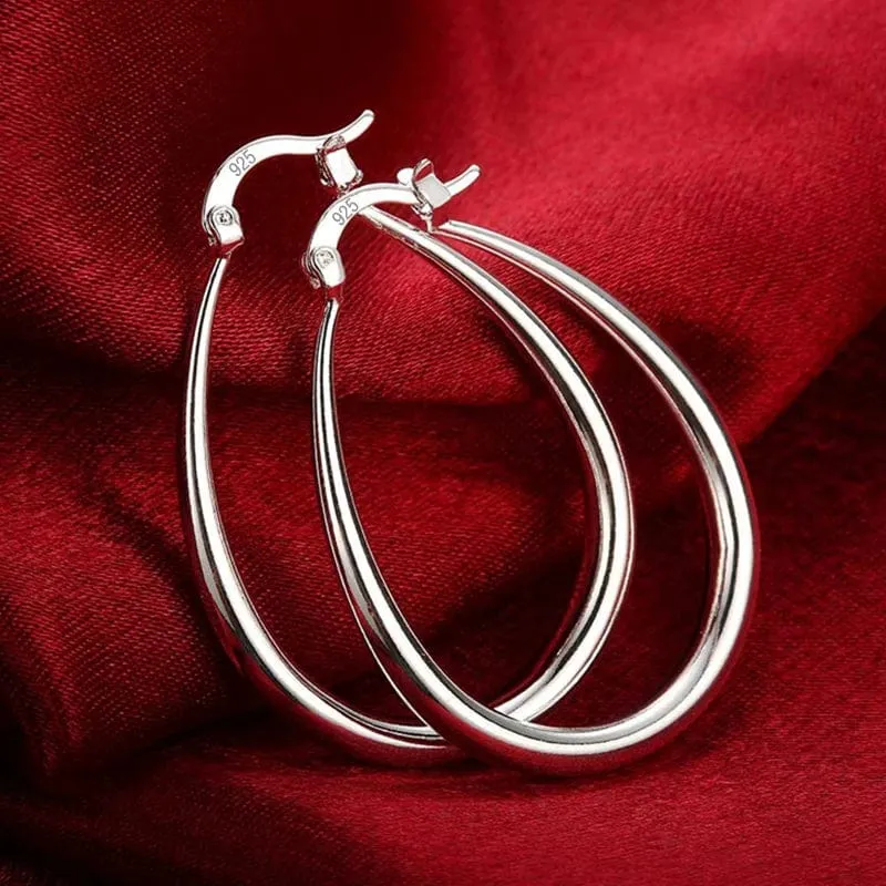 DOTEFFIL 925 Sterling Silber Glatte Kreis 41mm Hoop Ohrringe Für Frauen Dame Geschenk Mode Charme Hohe Qualität Hochzeit Schmuck