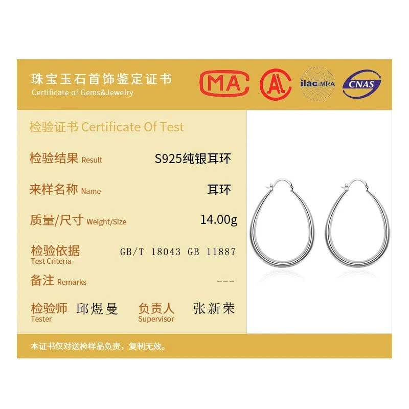 DOTEFFIL 925 Sterling Silber Glatte Kreis 41mm Hoop Ohrringe Für Frauen Dame Geschenk Mode Charme Hohe Qualität Hochzeit Schmuck
