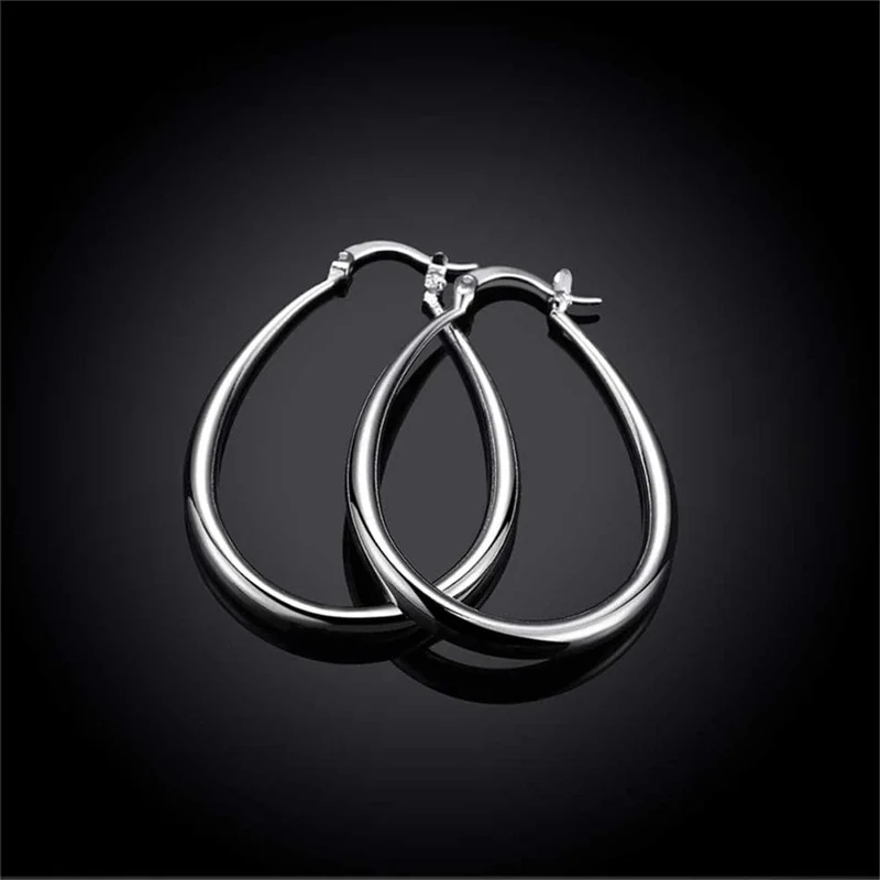 DOTEFFIL 925 Sterling Silber Glatte Kreis 41mm Hoop Ohrringe Für Frauen Dame Geschenk Mode Charme Hohe Qualität Hochzeit Schmuck