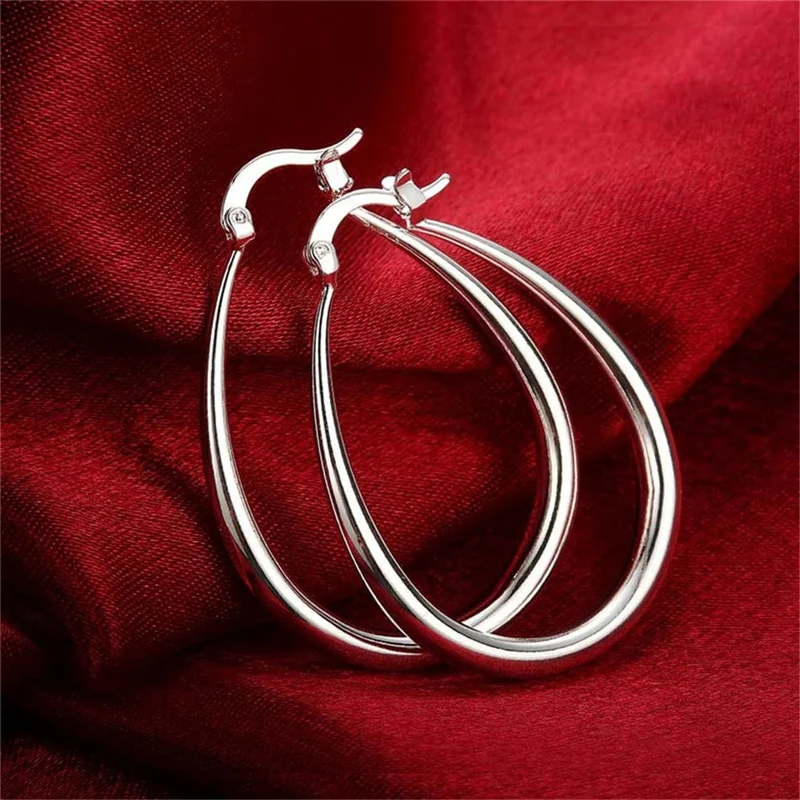 DOTEFFIL 925 Sterling Silber Glatte Kreis 41mm Hoop Ohrringe Für Frauen Dame Geschenk Mode Charme Hohe Qualität Hochzeit Schmuck