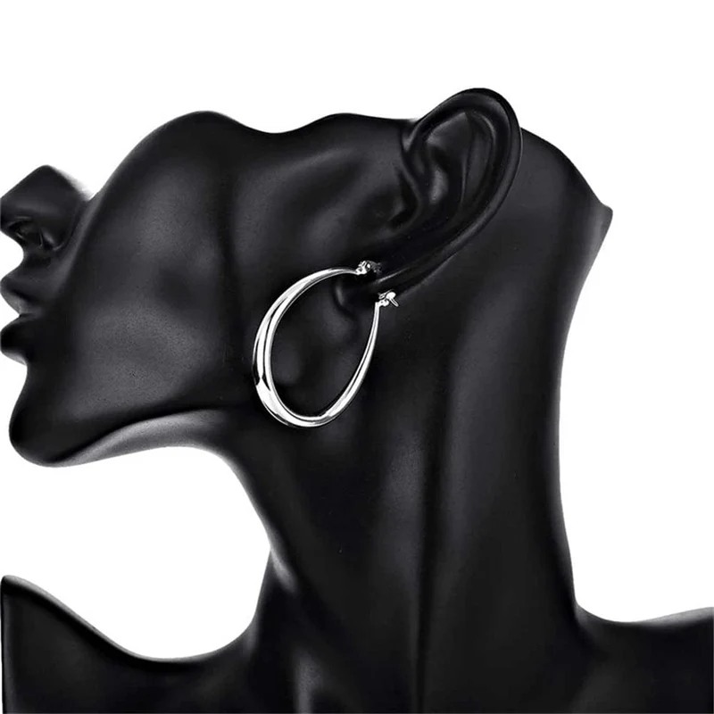DOTEFFIL 925 Sterling Silber Glatte Kreis 41mm Hoop Ohrringe Für Frauen Dame Geschenk Mode Charme Hohe Qualität Hochzeit Schmuck