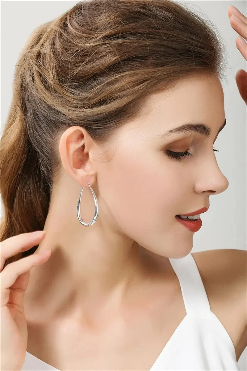 DOTEFFIL 925 Sterling Silber Glatte Kreis 41mm Hoop Ohrringe Für Frauen Dame Geschenk Mode Charme Hohe Qualität Hochzeit Schmuck
