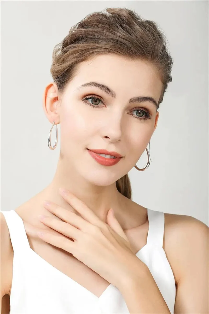 DOTEFFIL 925 Sterling Silber Glatte Kreis 41mm Hoop Ohrringe Für Frauen Dame Geschenk Mode Charme Hohe Qualität Hochzeit Schmuck