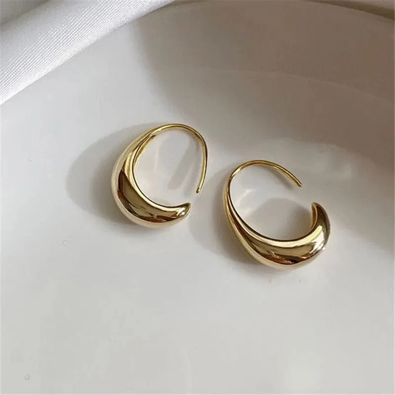 925 silber Nadel Geometrische Oval Hoop Ohrringe Für Frauen Party Hochzeit Punk Schmuck Geschenk e551