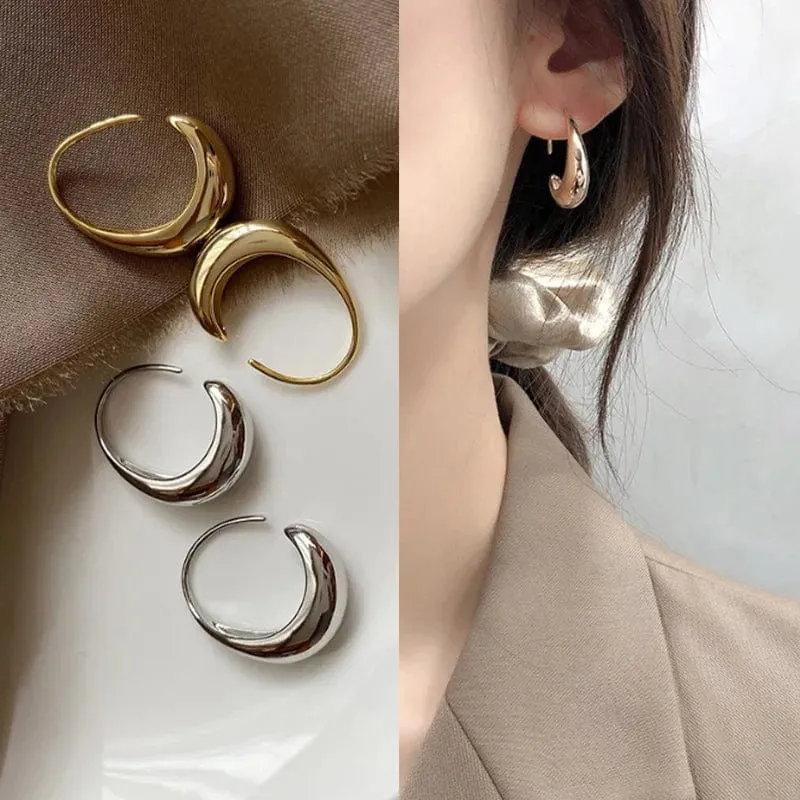 925 silber Nadel Geometrische Oval Hoop Ohrringe Für Frauen Party Hochzeit Punk Schmuck Geschenk e551