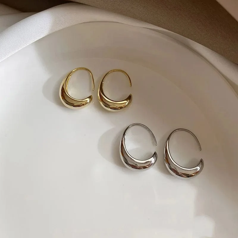 925 silber Nadel Geometrische Oval Hoop Ohrringe Für Frauen Party Hochzeit Punk Schmuck Geschenk e551