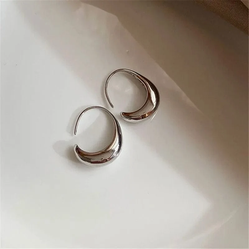 925 silber Nadel Geometrische Oval Hoop Ohrringe Für Frauen Party Hochzeit Punk Schmuck Geschenk e551
