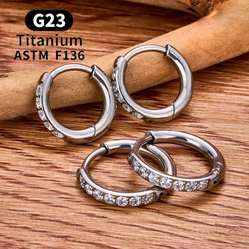 2/20 STK G23 Titan Ohrring Hoop CZ Scharniersegment runder Nasenring für Frauen Ohr Tragus Knorpel Helix Daith Piercing Schmuck