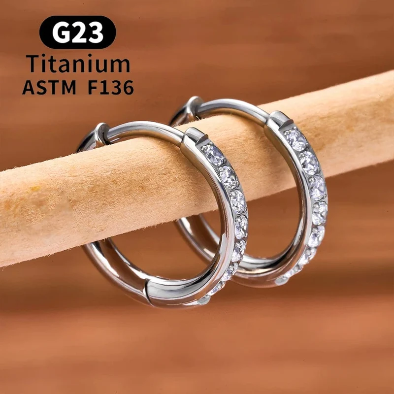 2/20 STK G23 Titan Ohrring Hoop CZ Scharniersegment runder Nasenring für Frauen Ohr Tragus Knorpel Helix Daith Piercing Schmuck
