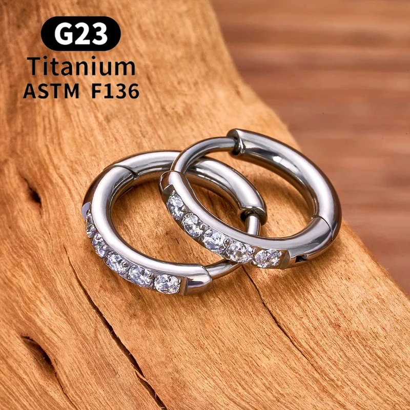 2/20 STK G23 Titan Ohrring Hoop CZ Scharniersegment runder Nasenring für Frauen Ohr Tragus Knorpel Helix Daith Piercing Schmuck