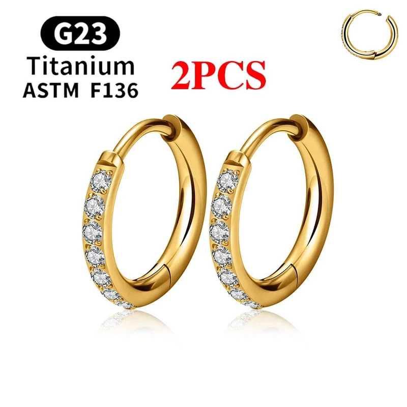 2/20 STK G23 Titan Ohrring Hoop CZ Scharniersegment runder Nasenring für Frauen Ohr Tragus Knorpel Helix Daith Piercing Schmuck
