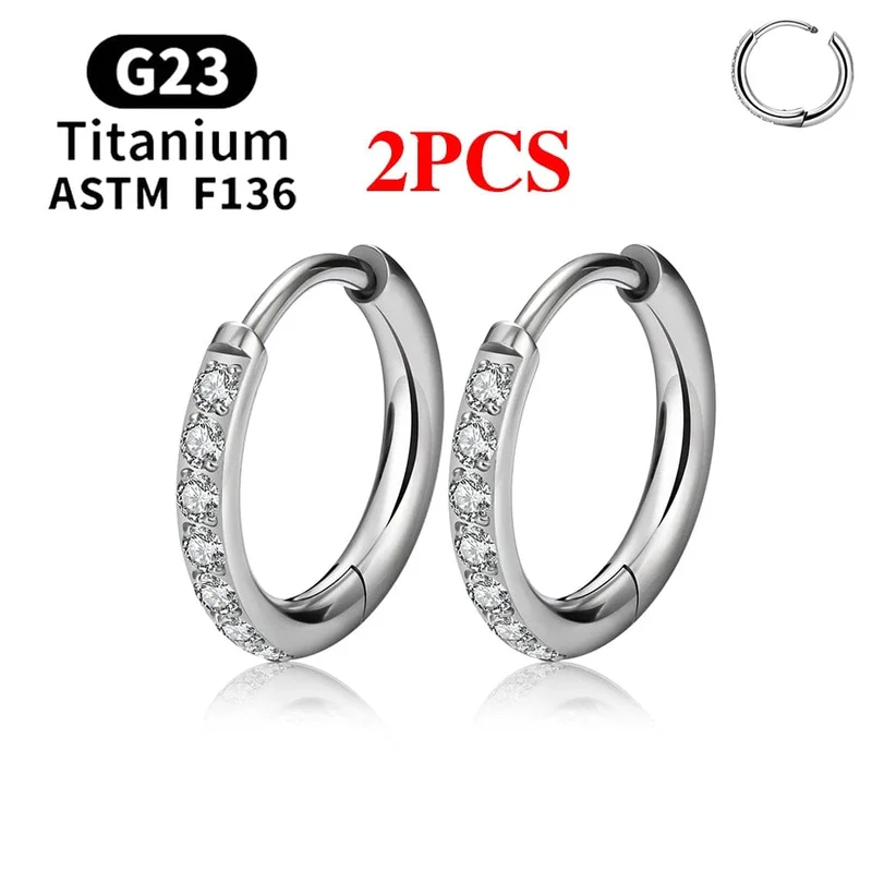 2/20 STK G23 Titan Ohrring Hoop CZ Scharniersegment runder Nasenring für Frauen Ohr Tragus Knorpel Helix Daith Piercing Schmuck