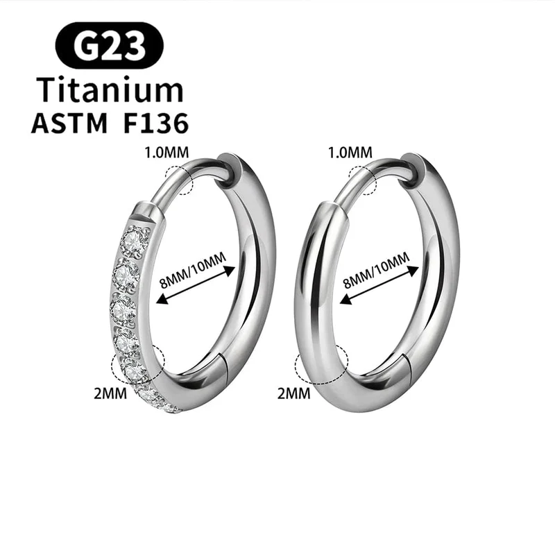 2/20 STK G23 Titan Ohrring Hoop CZ Scharniersegment runder Nasenring für Frauen Ohr Tragus Knorpel Helix Daith Piercing Schmuck