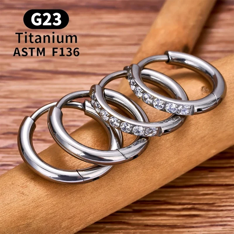 2/20 STK G23 Titan Ohrring Hoop CZ Scharniersegment runder Nasenring für Frauen Ohr Tragus Knorpel Helix Daith Piercing Schmuck