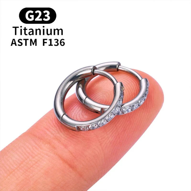 2/20 STK G23 Titan Ohrring Hoop CZ Scharniersegment runder Nasenring für Frauen Ohr Tragus Knorpel Helix Daith Piercing Schmuck