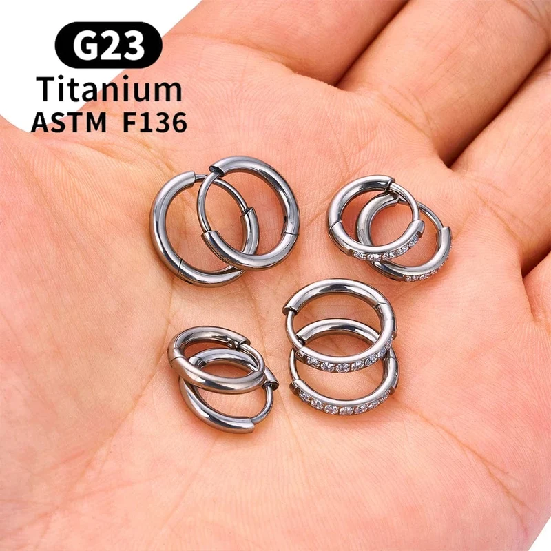 2/20 STK G23 Titan Ohrring Hoop CZ Scharniersegment runder Nasenring für Frauen Ohr Tragus Knorpel Helix Daith Piercing Schmuck