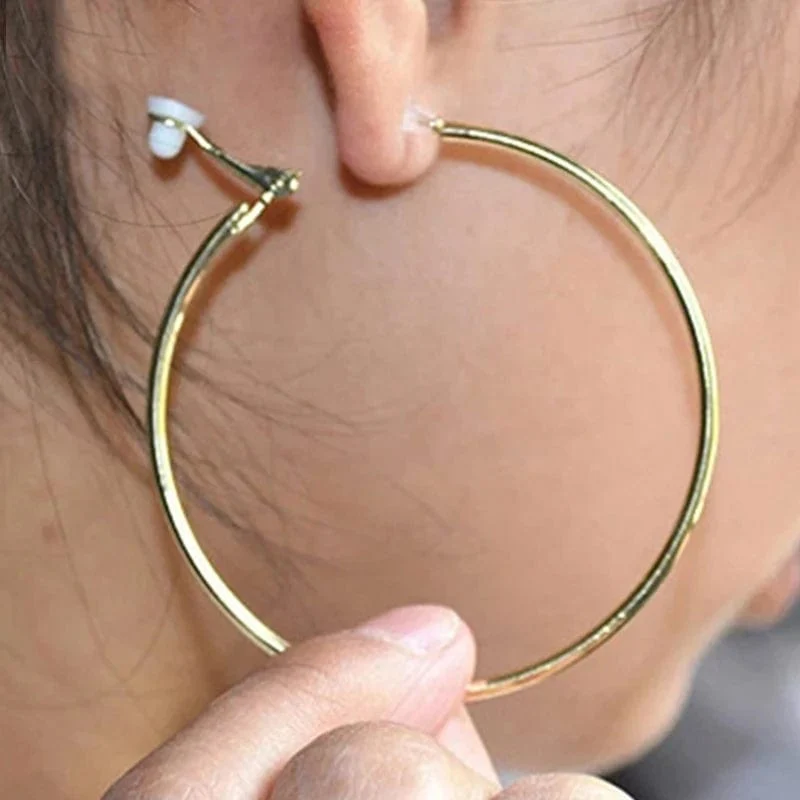 3/4/5/6/7/8/9/10CM Galvanik Creolen ohne Piercing Klassisch All Match Fake Clip-On Daily Party Kreis Ohrring Clip