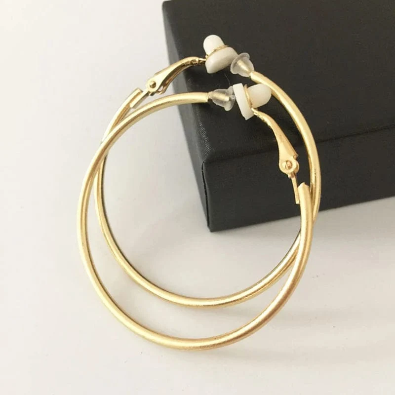 3/4/5/6/7/8/9/10CM Galvanik Creolen ohne Piercing Klassisch All Match Fake Clip-On Daily Party Kreis Ohrring Clip