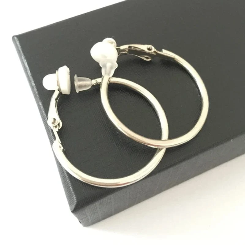 3/4/5/6/7/8/9/10CM Galvanik Creolen ohne Piercing Klassisch All Match Fake Clip-On Daily Party Kreis Ohrring Clip