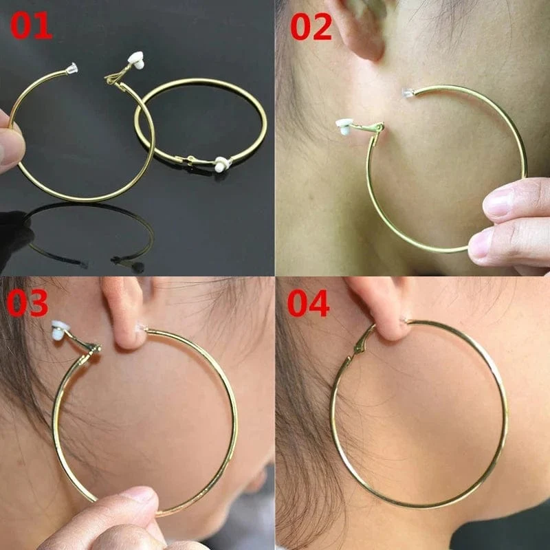 3/4/5/6/7/8/9/10CM Galvanik Creolen ohne Piercing Klassisch All Match Fake Clip-On Daily Party Kreis Ohrring Clip