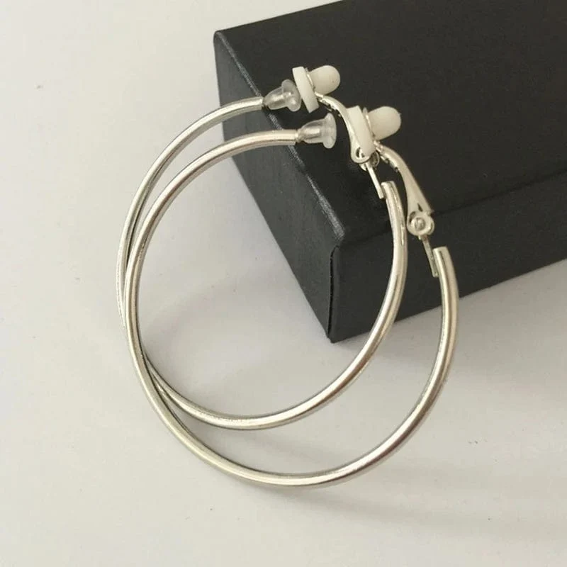 3/4/5/6/7/8/9/10CM Galvanik Creolen ohne Piercing Klassisch All Match Fake Clip-On Daily Party Kreis Ohrring Clip