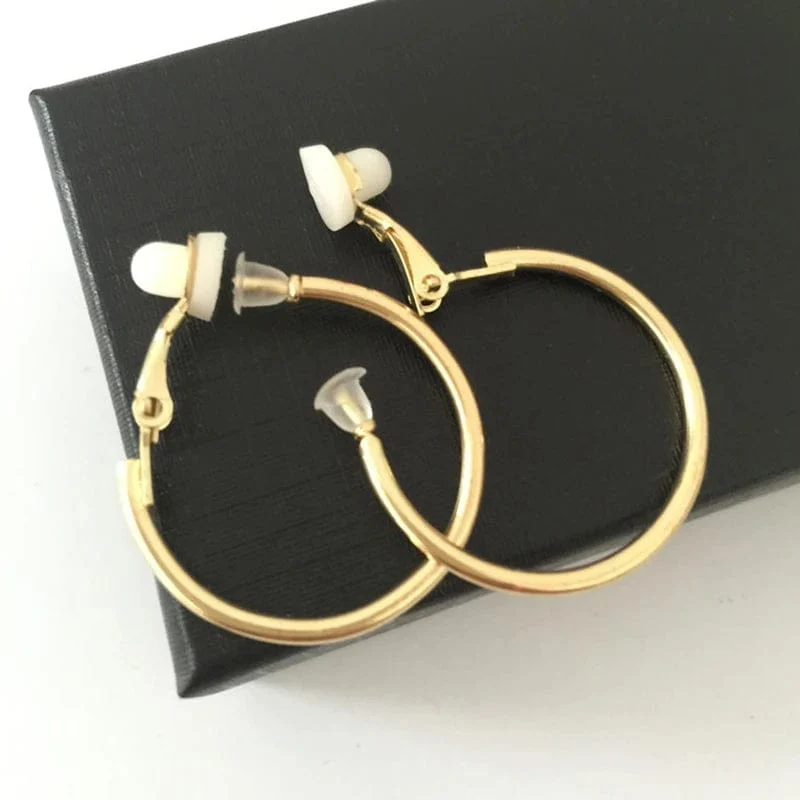 3/4/5/6/7/8/9/10CM Galvanik Creolen ohne Piercing Klassisch All Match Fake Clip-On Daily Party Kreis Ohrring Clip