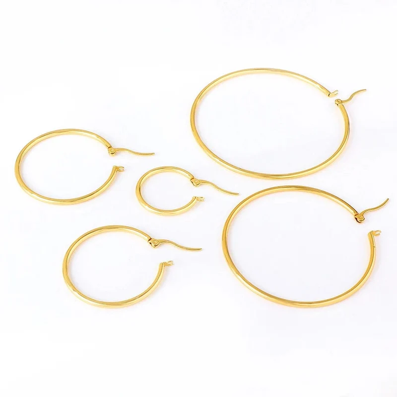 LUXUSTEEL Gold Farbe Edelstahl Hoop Ohrringe Für Frauen Männer Große/Kleine Kreis Runde Ohr Schmuck Bijoux Acier Inoxidable