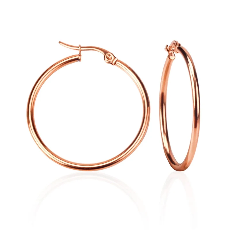 LUXUSTEEL Gold Farbe Edelstahl Hoop Ohrringe Für Frauen Männer Große/Kleine Kreis Runde Ohr Schmuck Bijoux Acier Inoxidable