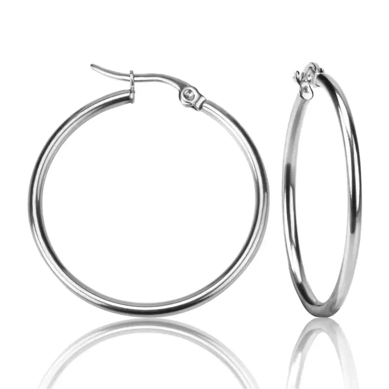 LUXUSTEEL Gold Farbe Edelstahl Hoop Ohrringe Für Frauen Männer Große/Kleine Kreis Runde Ohr Schmuck Bijoux Acier Inoxidable