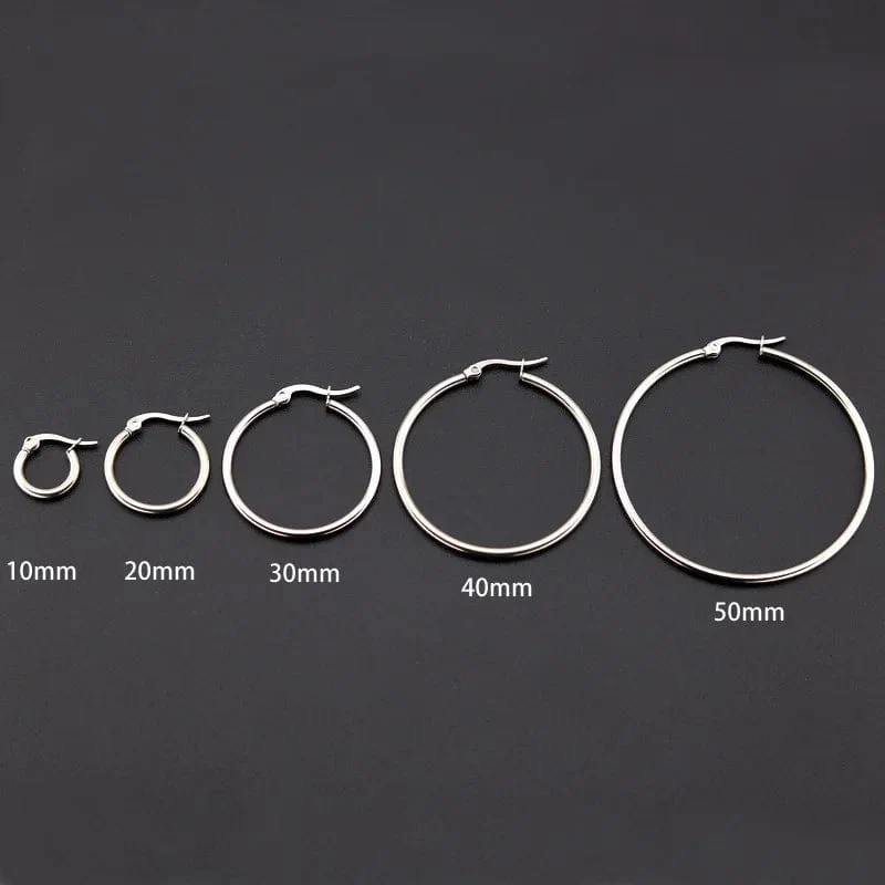 LUXUSTEEL Gold Farbe Edelstahl Hoop Ohrringe Für Frauen Männer Große/Kleine Kreis Runde Ohr Schmuck Bijoux Acier Inoxidable